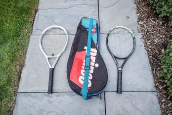 2 Wilson Tennis Racquets And Prince Bag With Shoulder Strap