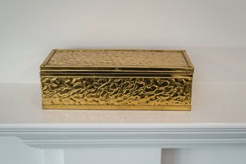 Polished Brass Clad Keepsake Box With Pebbled Texture