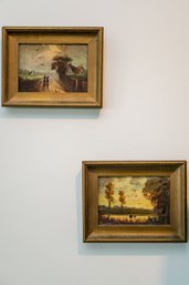 Two Gorgeous Plein Air Inspired Vintage Oil Paintings