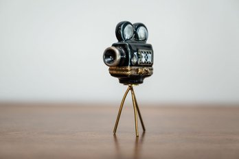 Vintage Limoges Figural Porcelain Movie Camera Hinged Trinket Box