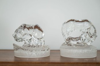 Pair Of Beautiful Clarenbridge, Ireland Leaded Crystal Paperweights