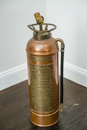 Copper And Brass Antique Soda Acid Fire Extinguisher Converted Lamp Base With Labeled Plaque - Buffalo Fire