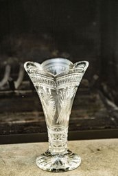 Waterford Patterned Crystal Vase With Petal Edge