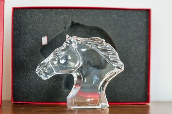 Baccarat Crystal Stallion Horse Head Paperweight - New!