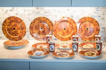 Very Nice Collection Of Lynn Chase African Portraits Safari Animal Dishware - Service For 6