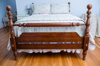 Gorgeous Colonial Cannonball Style Full Size Bed In Solid Cherry With Turned Posts
