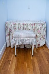 Skirted Floral Vanity Table And Covered Bench Seat
