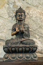 Authentic Wooden Sculptured Buddha Statue With Dharmachakra Mudra