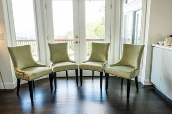 NEW! 4 Safavieh 'lester' Upholstered Dining Chairs With Brass Nailhead Trim - Color Is Called MINT