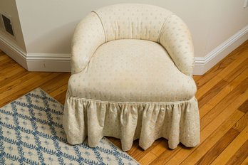 Skirted Vanity Seat With Pale Blue And Cream Floral Fabric
