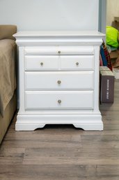 Pair Of Bright White Bedside Tables With Drawers And Hidden Pull Out