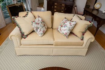 Christman's Interiors Custom Herringbone Roll Arm Sofa (1 Of 2) With Accent Pillows