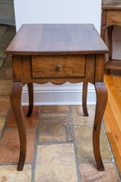 Custom Made Pine Side Table With Cabriole Legs And Scalloped Apron
