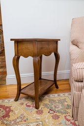 Custom Made Pine Side Table With Cabriole Legs And Scalloped Apron