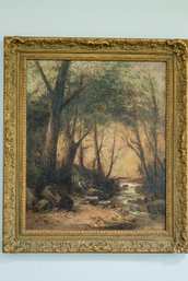 Moody Impressionist Wooded Landscape In Oil By Canadian Artist, Caleb Keene (1862-1954)  With Bio Sheet