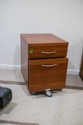 Small Rolling File Cabinet With Wood Veneer Finish