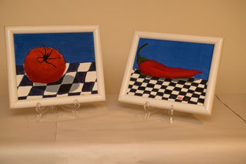 Two Bright Veggie Paintings For The Kitchen