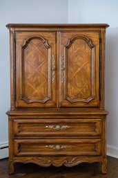 French Country Vintage Drexel Heritage Cabernet Classic Oak Armoire (1 Of 2)