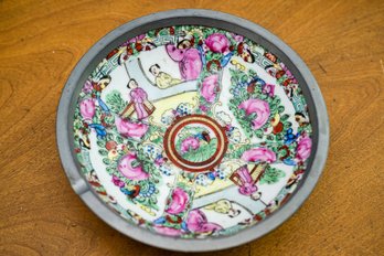 Vintage Japanese Porcelain Famille Rose Medallion Ashtray Or Bowl