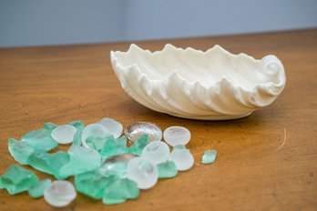 Gorgeous Found Sea Glass & Lenox Shell Bowl