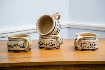 Cedar Swamp Stoneware Co. L.L. Bean Glazed Stoneware Soup Mugs (set Of 4)