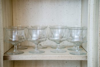 Set Of Eight Footed Glass Shrimp Bowls With Additional Single Bowl