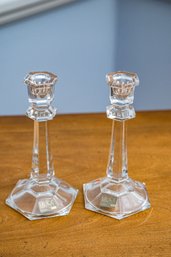 Pair Of Mikasa Elegant Cut Crystal Candlesticks (2)