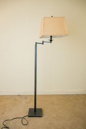 Adjustable Hinged Metal Swing Arm Floor Lamp With A Complimenting Box Shade