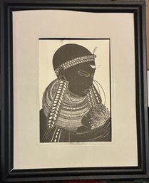 Black And White Print Depicting An African Woman
