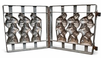 RARE Antique Easter Bunny Hinged Chocolate Mold (Huge & Heavy) - Industrial Size