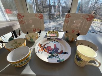 Decorated, Colorful, Dishes, Platters, Coral Platters, Floral Plate