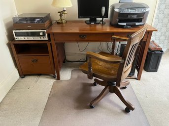 Stickley Like Office Desk & File Cabinet & Vintage Wooden Office Chair