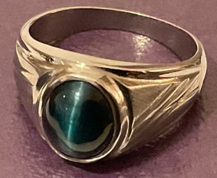 Sterling Silver 925, Green Oval Tiger Eye Stone