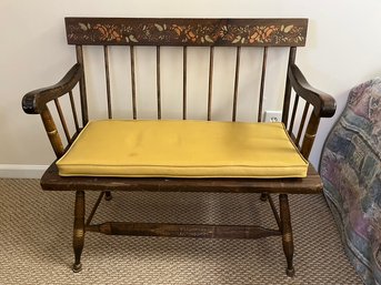 Vintage Antique Hand Stenciled Wood Bench