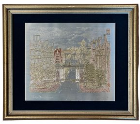 Yale University Reed & Barton Damascene Etching - 'Looking Toward Commons'