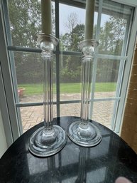 Tiffany & Co., 'Hampton Columns' Crystal Candlesticks