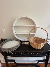Round 2 Shelf Wall Decor, Basket Or Tray, Wicker Holiday Basket