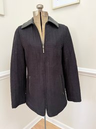 Dana Buchman Quited Jacket With Leather Trim Size M 28' L