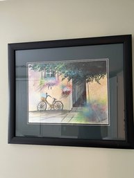 Framed Wall Art Of Country Home With Bike