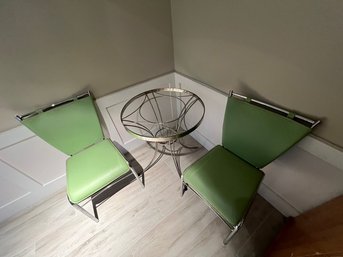 Zuo Modern Trafico Chair In Green Leatherette With A Chrome Steel Tube Frame