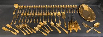 Rogers Oneida Gold Electroplated Flatware Set Of 81