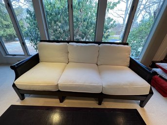 Walnut & Rattan With White Canvas Cushions, Bloomingdales