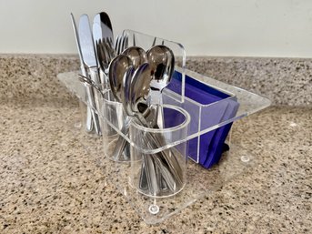 Vintage Acrylic Silverware Caddy