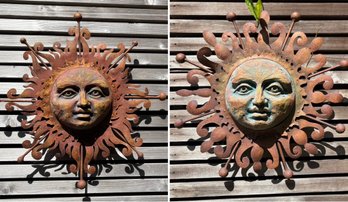 Pair Of San Miguel De Allende State Of Guanajuato Mexico Outdoor Metal Sun Sculptures