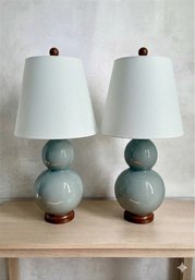 Pair Of Blue Gourd Lamps