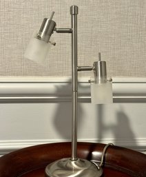 Brushed Nickel Double Shade Pole High Intensity Desk Lamp