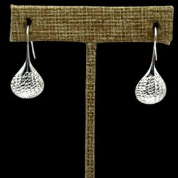 (A135) Sterling Silver Textured Dangle Earrings