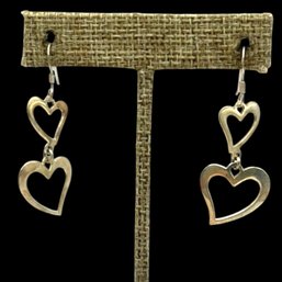 (A138) Sterling Silver Heart Dangle Earrings