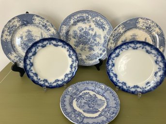 A Set Of Lovely Antique Blue & White English Transfer Ware And Flow Blue