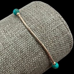 (B7) Sterling Silver Turquoise Beaded Heishi Bracelet